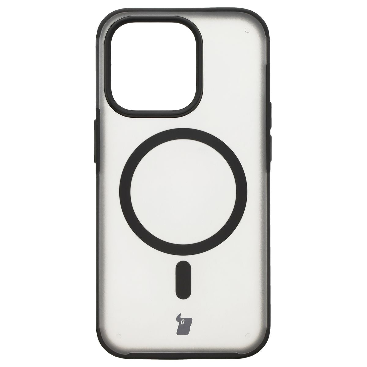 Handyhülle mit Magnetring für iPhone 14 Pro, Bizon Case MatteO, Semitransparent mit schwarzem Rand