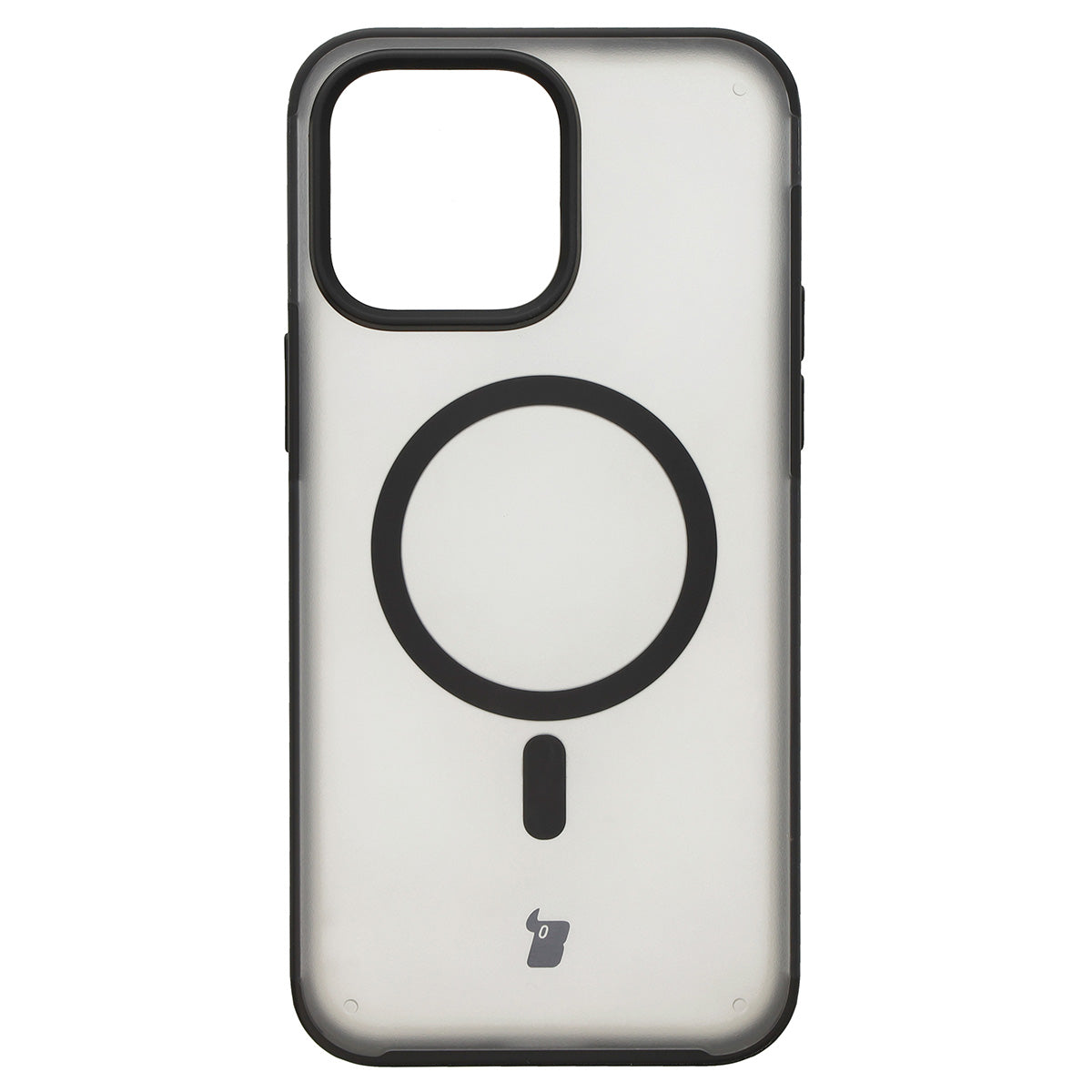 Handyhülle mit Magnetring für iPhone 14 Pro Max, Bizon Case MatteO, Semitransparent mit schwarzem Rand