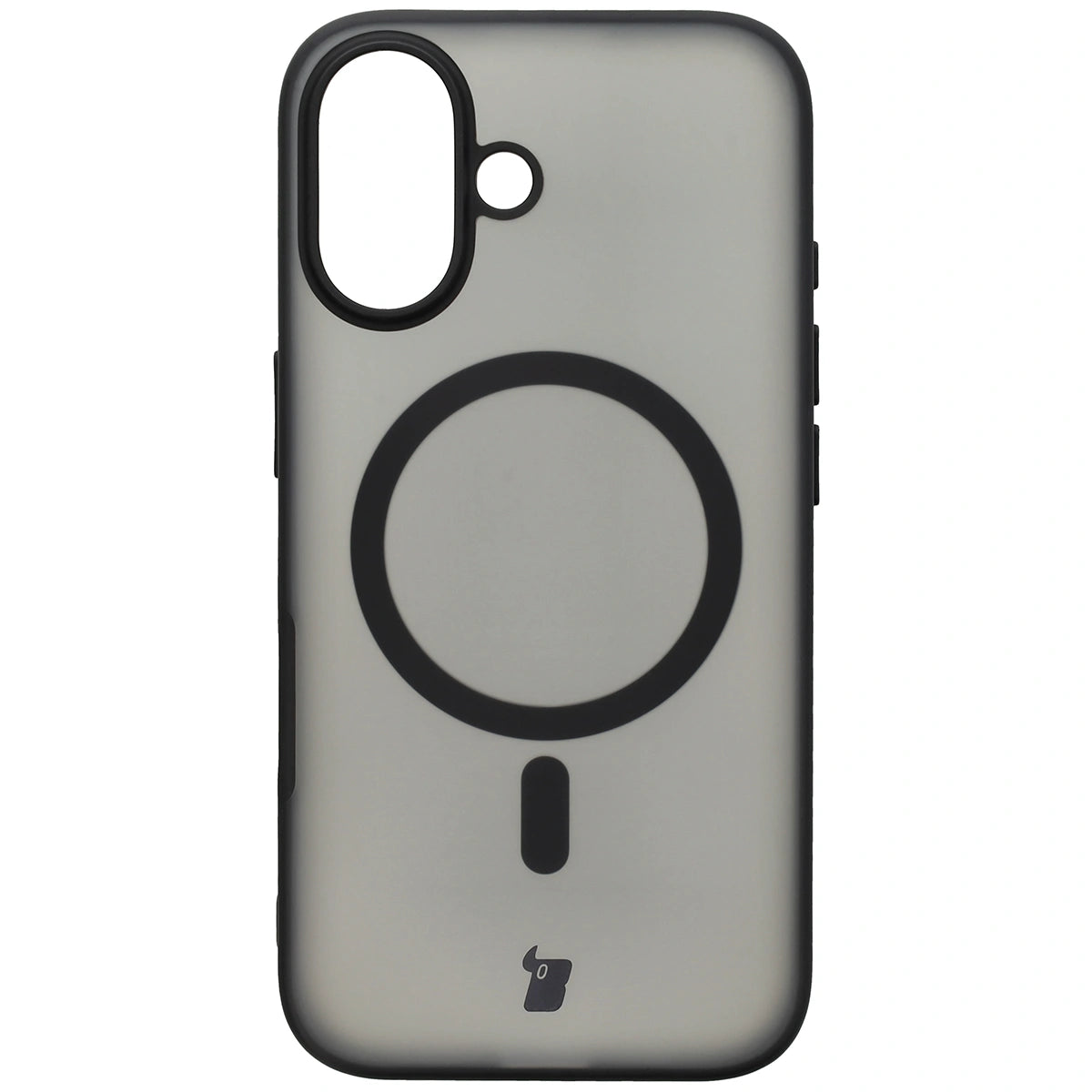 Handyhülle mit Magnetring für iPhone 16, Bizon Case MatteO, Semitransparent mit schwarzem Rand