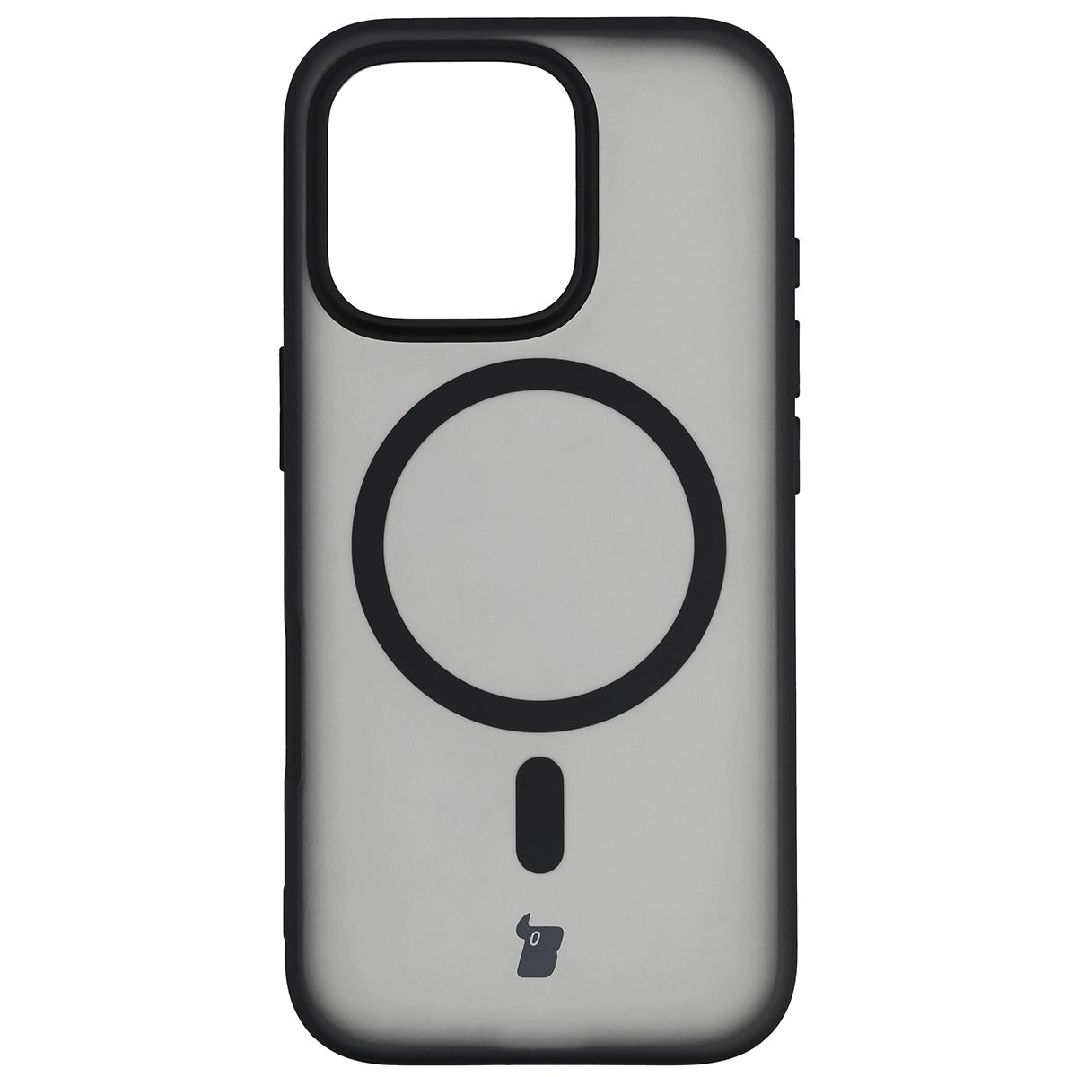 Handyhülle mit Magnetring für iPhone 16 Pro, Bizon Case MatteO, Semitransparent mit schwarzem Rand
