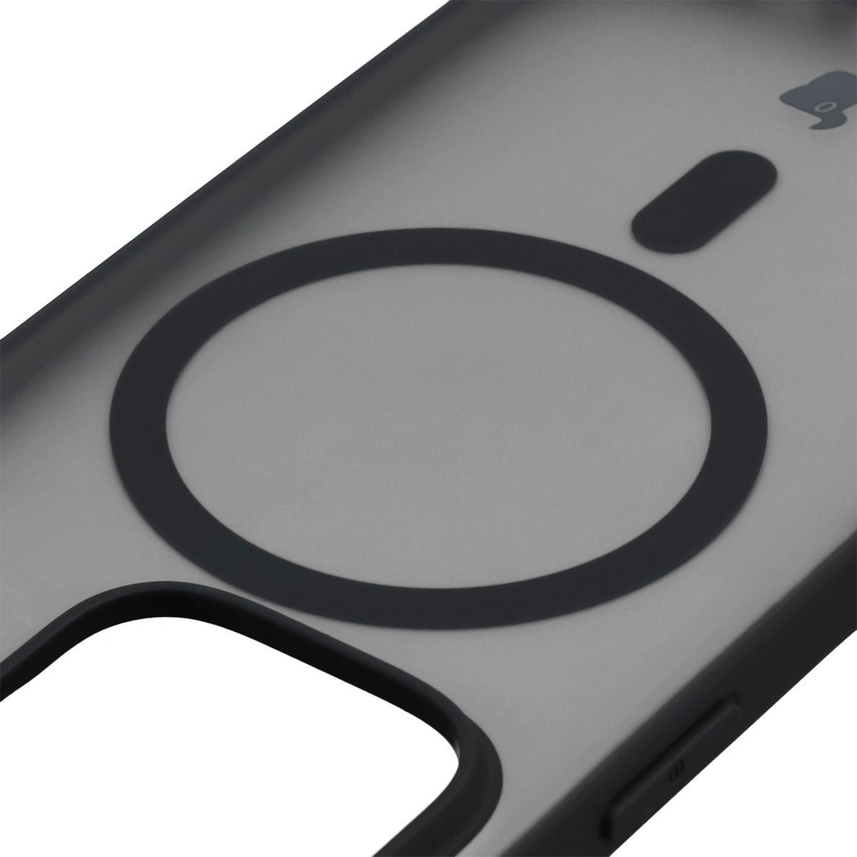 Handyhülle mit Magnetring für iPhone 16 Pro, Bizon Case MatteO, Semitransparent mit schwarzem Rand
