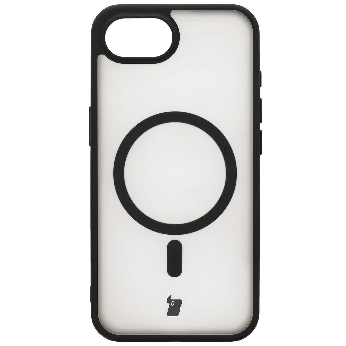 Handyhülle mit Magnetring für iPhone 17e / 16e, Bizon Case MatteO, Semitransparent mit schwarzem Rand