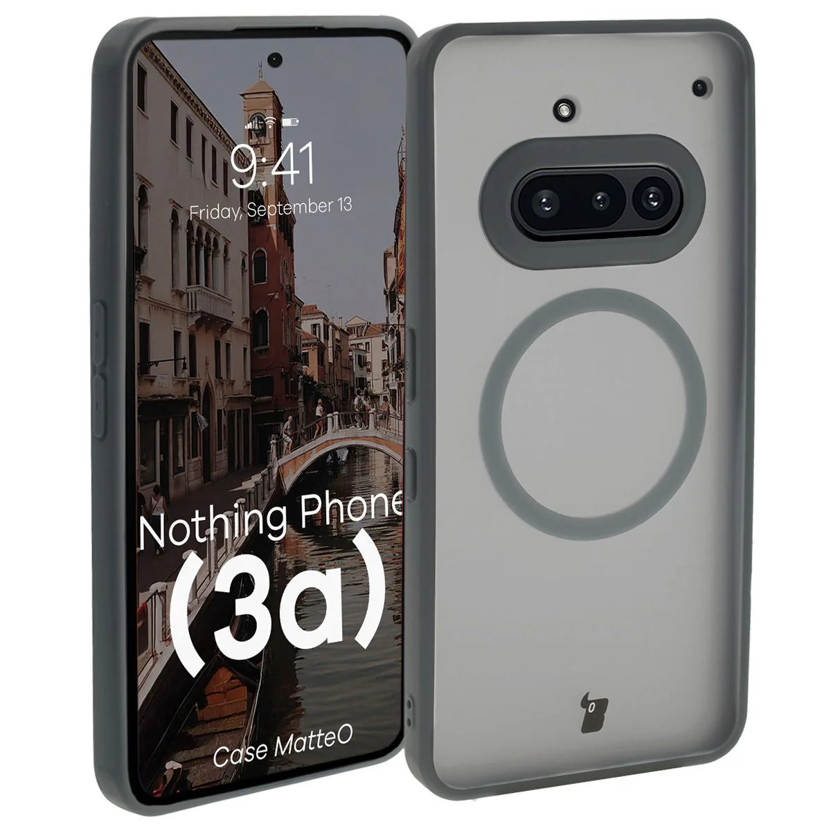 Handyhülle mit Magnetring für Nothing Phone (3a), Bizon Case MatteO, Getönt-Grau