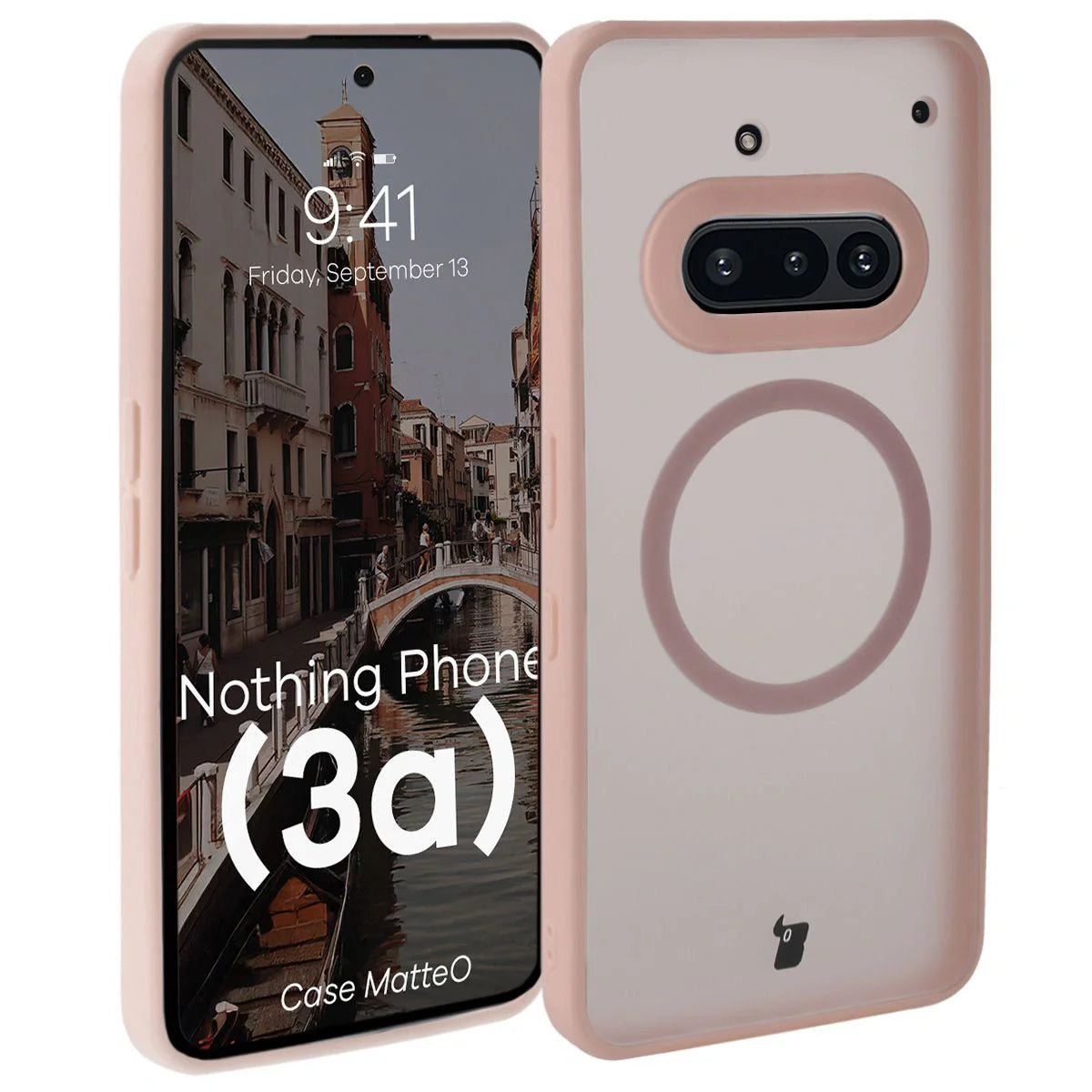 Handyhülle mit Magnetring für Nothing Phone (3a), Bizon Case MatteO, Getönt-Rosa