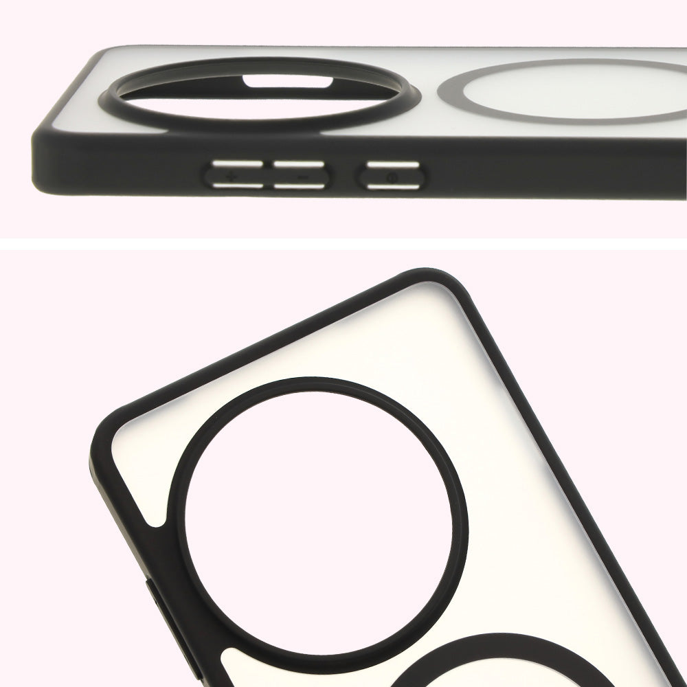 Handyhülle mit Magnetring für OnePlus 13, Bizon Case MatteO, Semitransparent mit schwarzem Rand