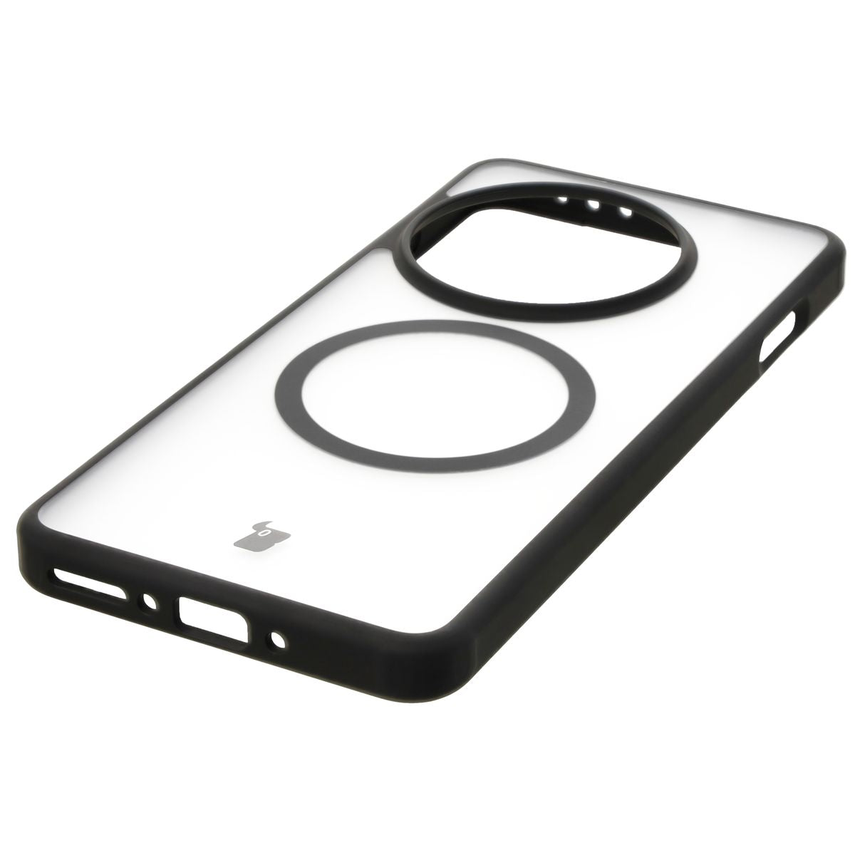 Handyhülle mit Magnetring für OnePlus 13, Bizon Case MatteO, Semitransparent mit schwarzem Rand