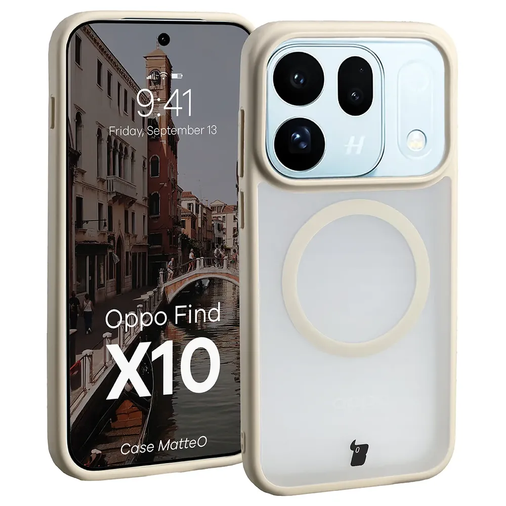 Handyhülle mit Magnetring für OPPO Find X10, Bizon Case MatteO, Getönt-Beige (1/8)