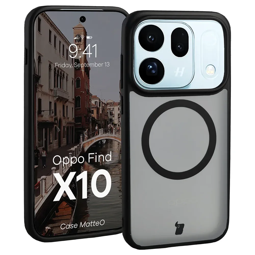 Handyhülle mit Magnetring für OPPO Find X10, Bizon Case MatteO, Getönt-Schwarz (1/8)