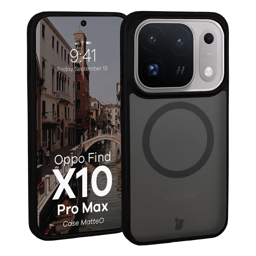 Handyhülle mit Magnetring für OPPO Find X10 Pro Max, Bizon Case MatteO, Getönt-Schwarz (1/7)