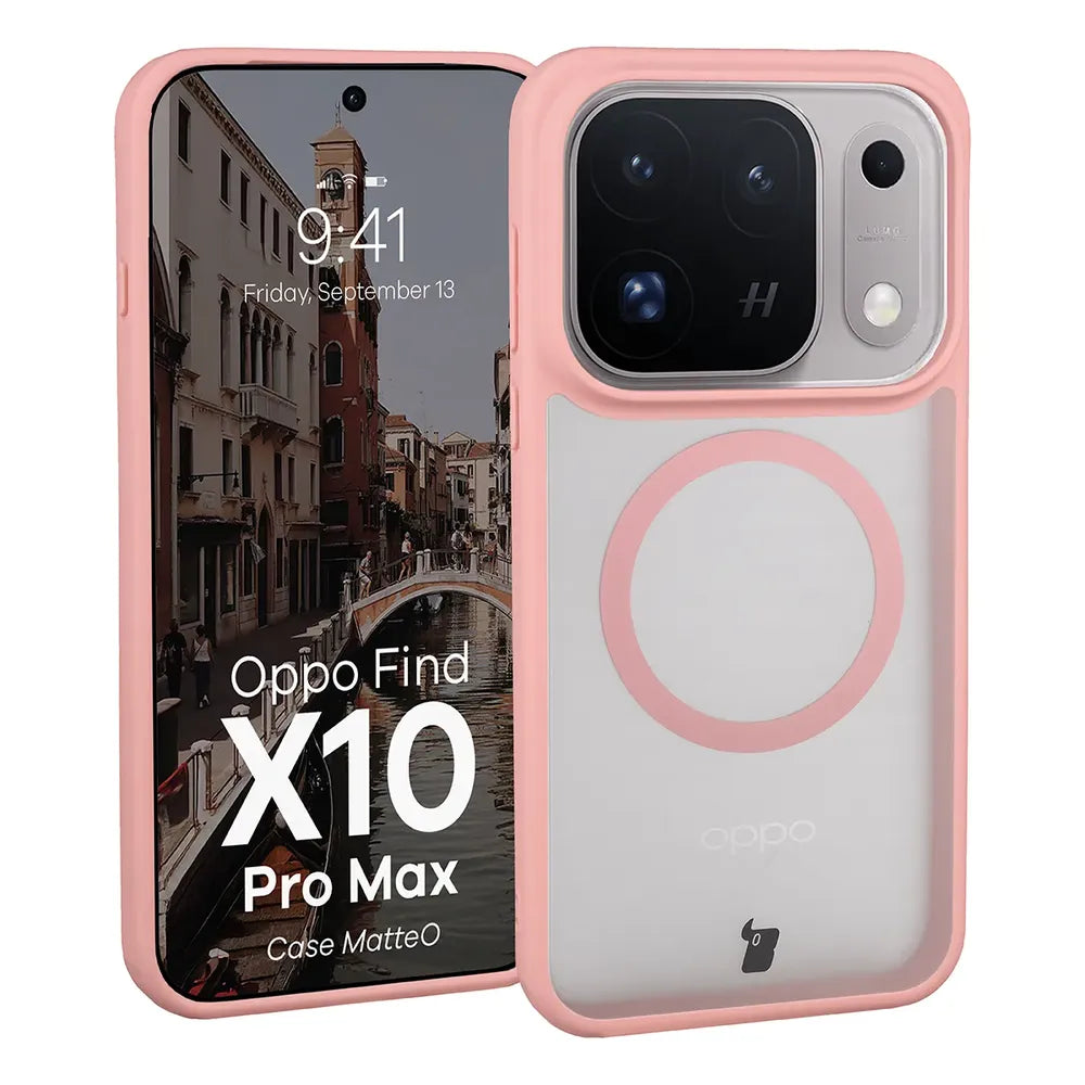 Handyhülle mit Magnetring für OPPO Find X10 Pro Max, Bizon Case MatteO, Getönt-Hellrosa (1/7)