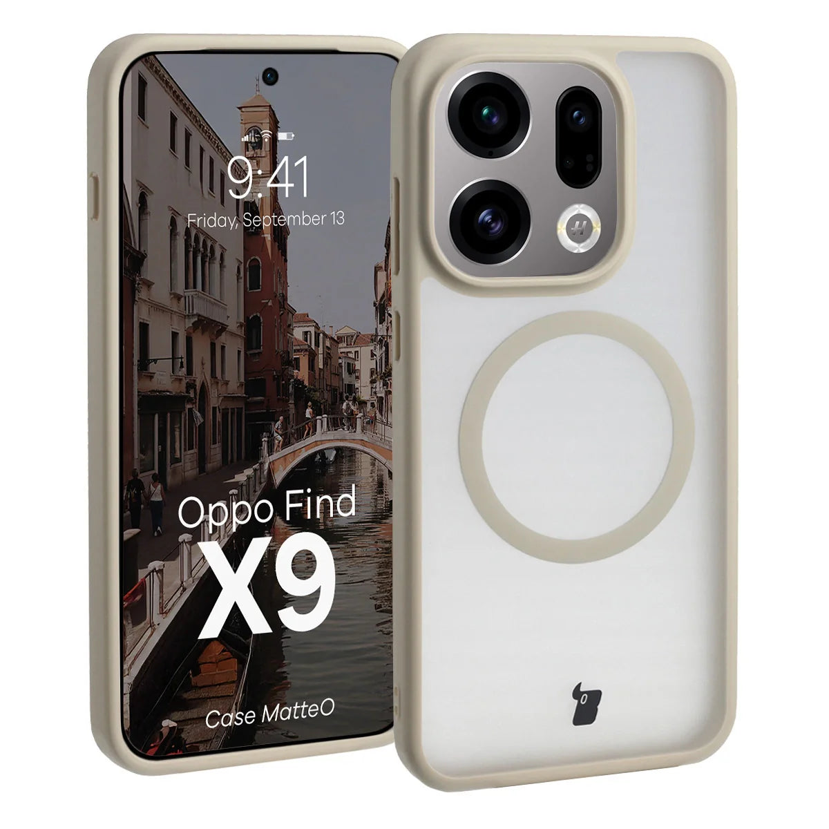 Handyhülle mit Magnetring für Oppo Find X9, Bizon Case MatteO, Getönt-Beige