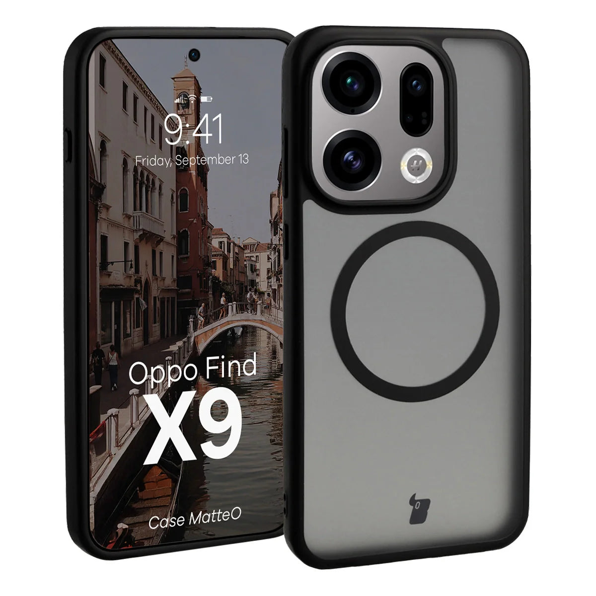 Handyhülle mit Magnetring für Oppo Find X9, Bizon Case MatteO, Getönt-Schwarz