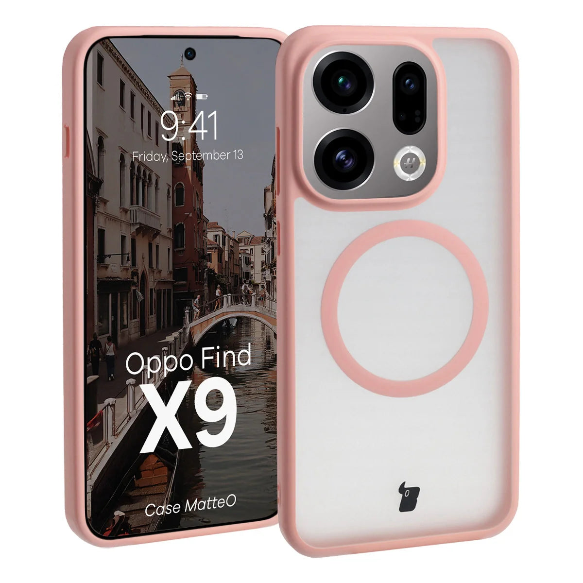 Handyhülle mit Magnetring für Oppo Find X9, Bizon Case MatteO, Getönt-Hellrosa