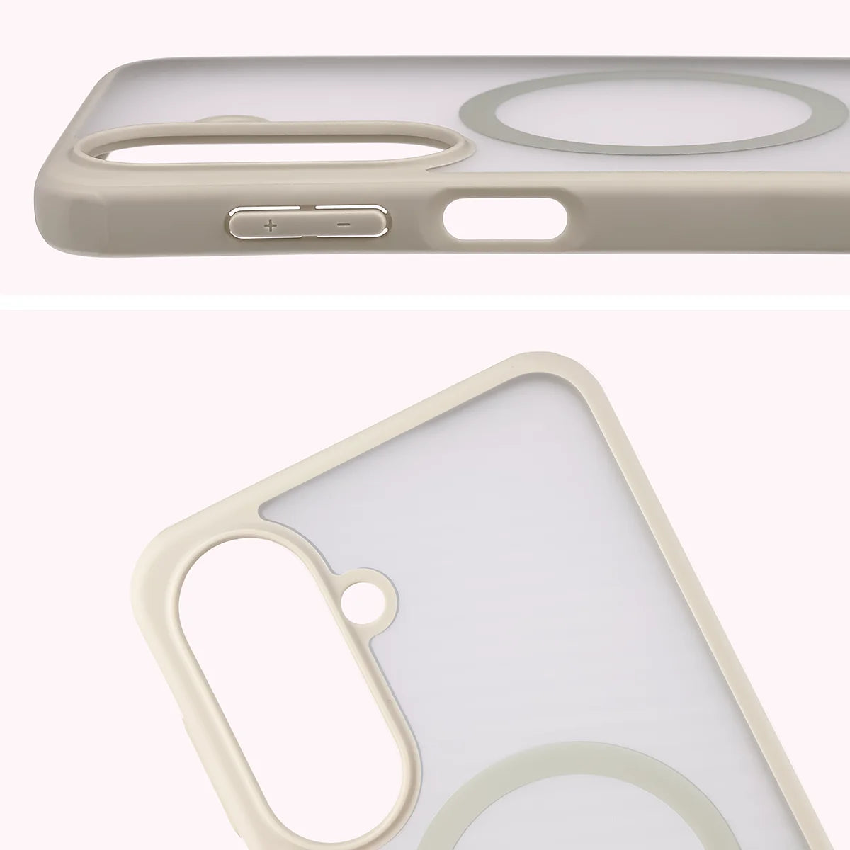 Schutzhülle mit Magnetring + gehärtetem Glas für Galaxy A27 5G, Bizon MatteO Pack, Getönt-Beige
