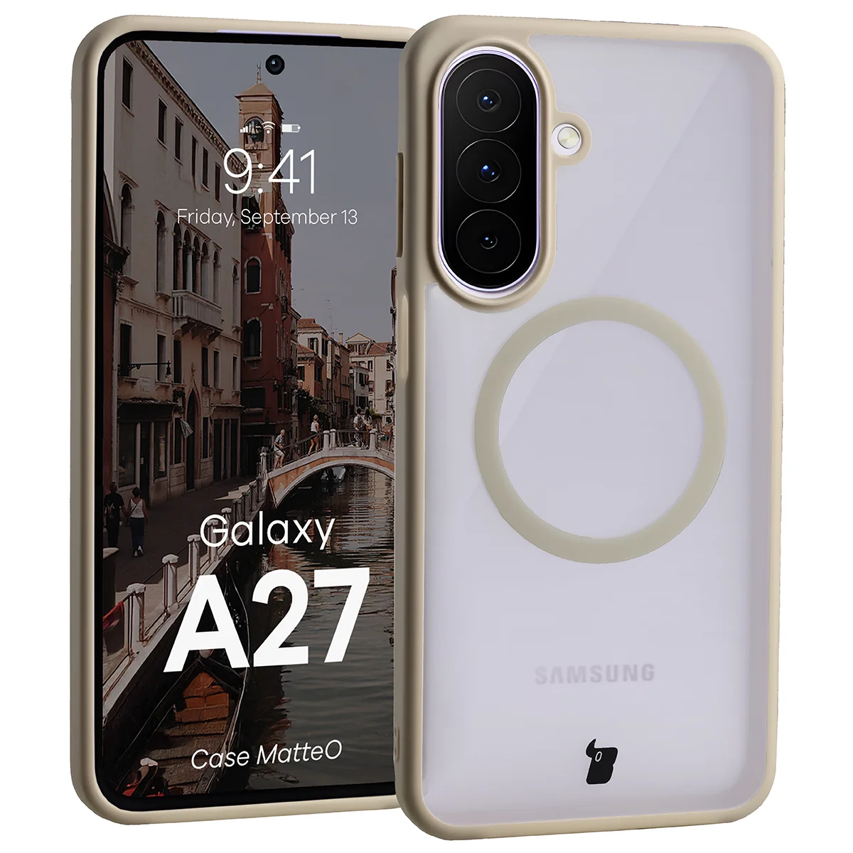 Handyhülle mit Magnetring für Galaxy A27 5G, Bizon Case MatteO, Getönt-Beige