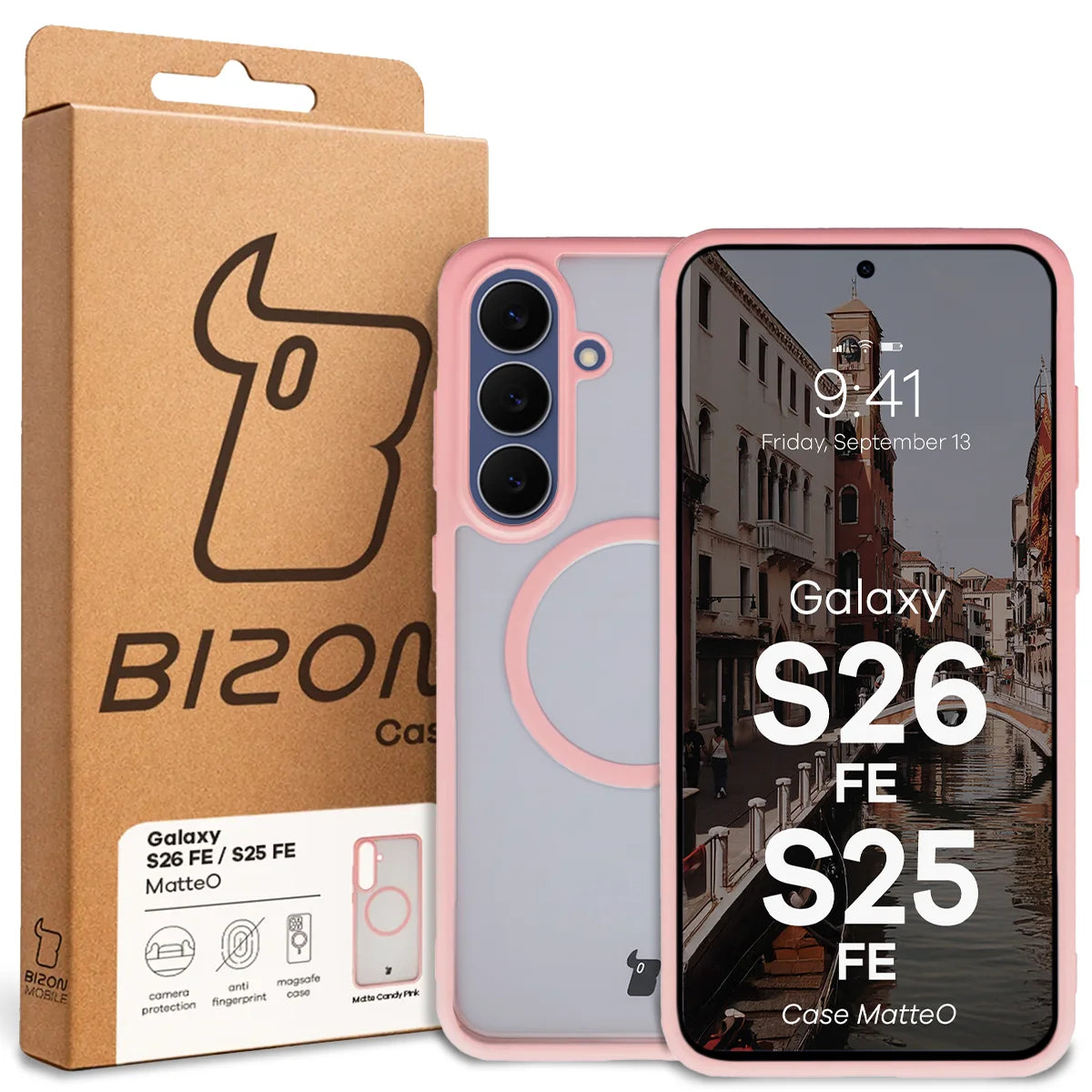 Handyhülle mit Magnetring für Galaxy S26 FE / S25 FE, Bizon Case MatteO, Getönt-Hellrosa (7/7)