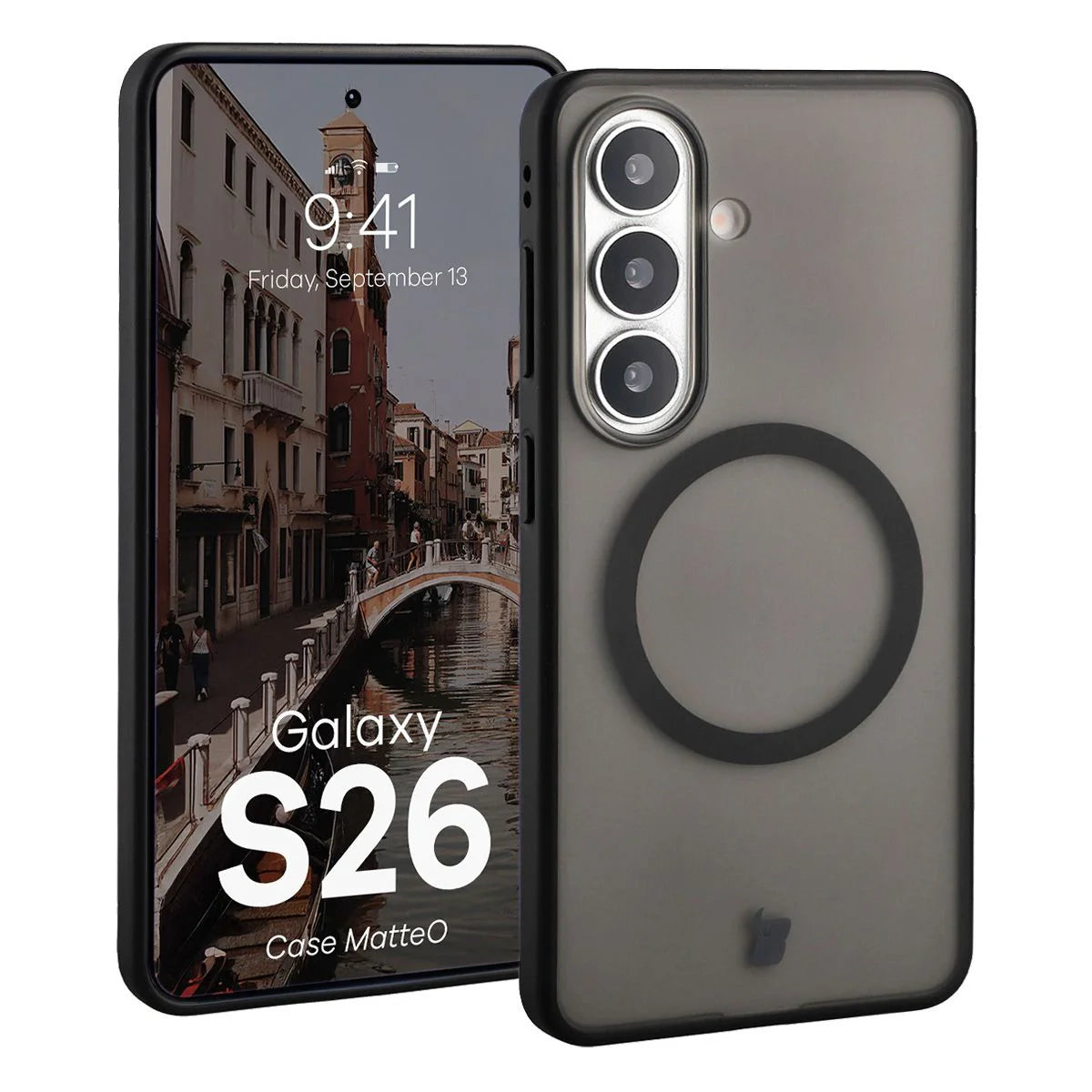 Handyhülle mit Magnetring für Galaxy S26, Bizon Case MatteO, Getönt-Schwarz