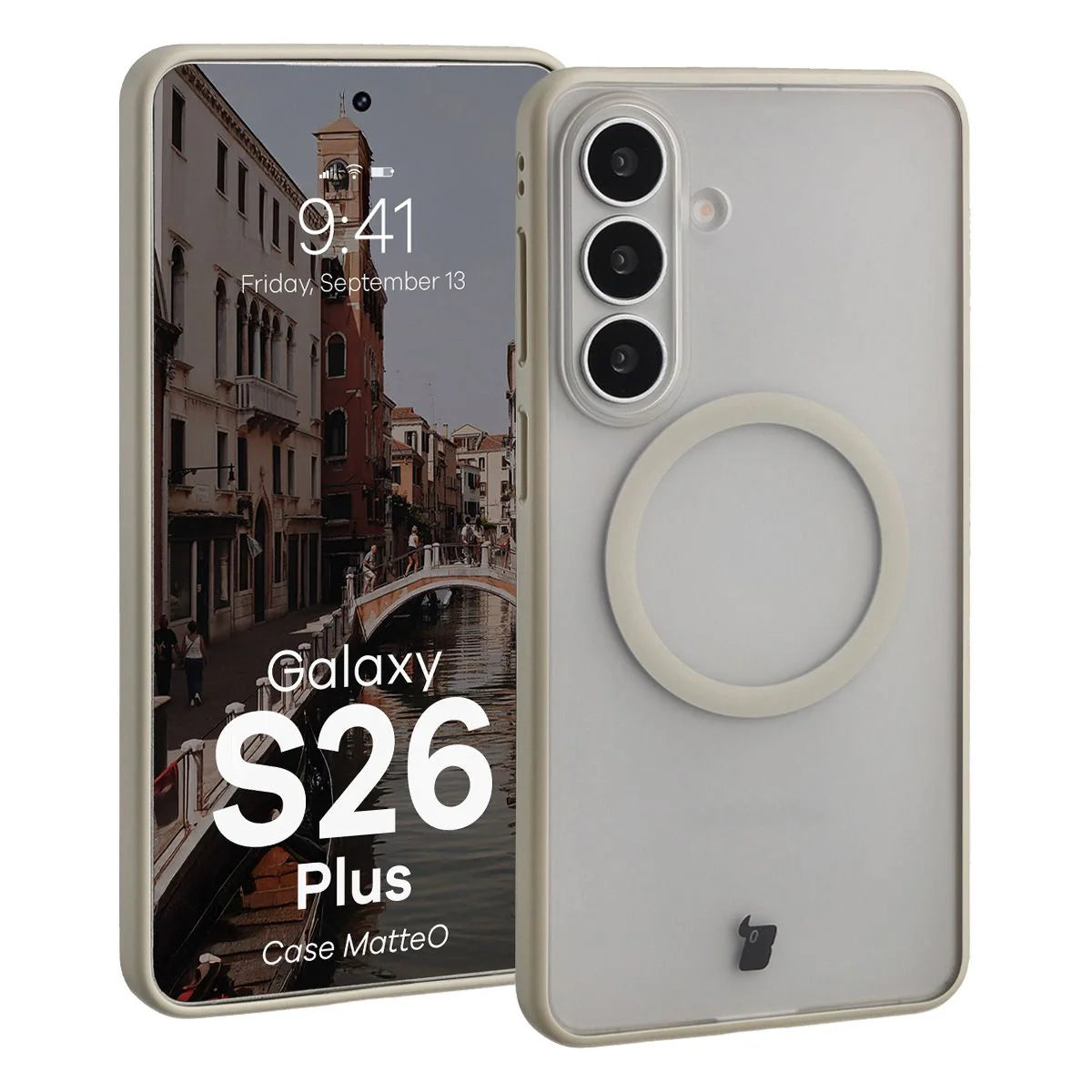 Handyhülle mit Magnetring für Galaxy S26 Plus, Bizon Case MatteO, Getönt-Beige