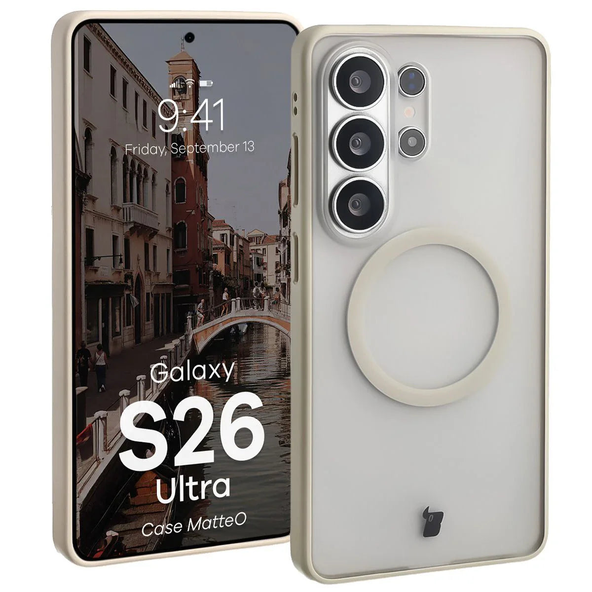 Handyhülle mit Magnetring für Galaxy S26 Ultra, Bizon Case MatteO, Getönt-Beige