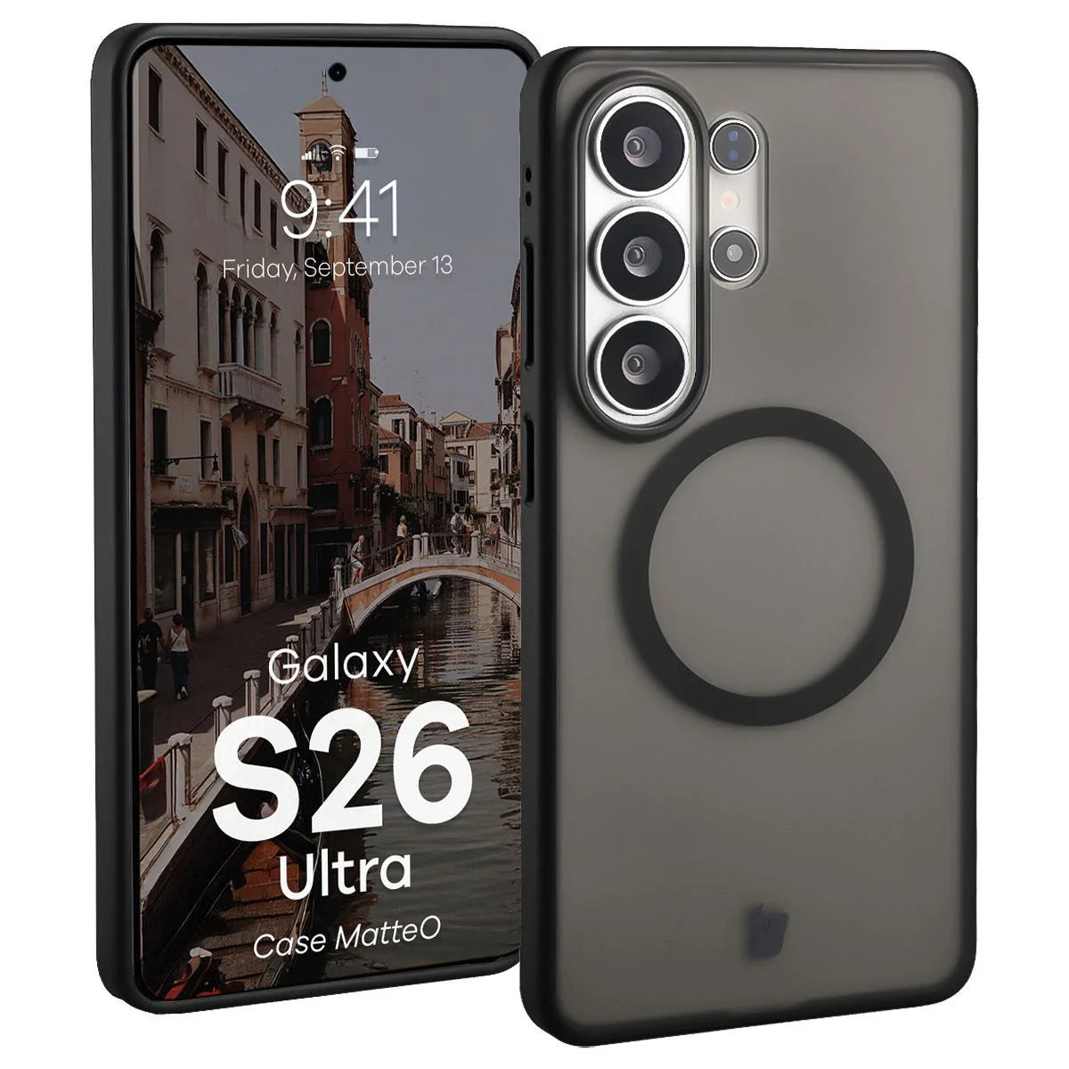 Handyhülle mit Magnetring für Galaxy S26 Ultra, Bizon Case MatteO, Getönt-Schwarz
