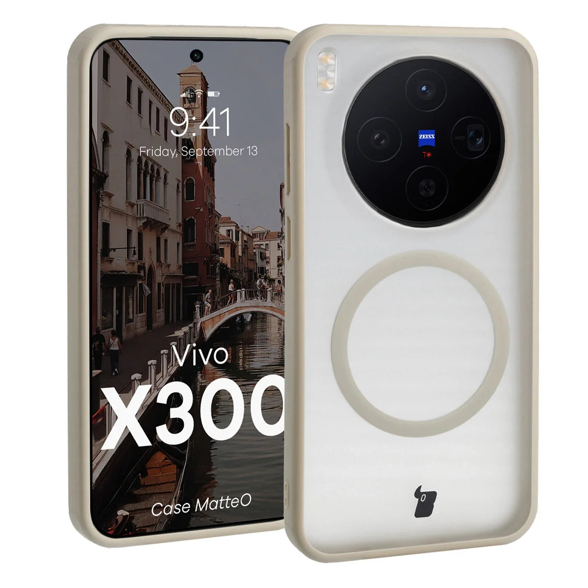 Handyhülle mit Magnetring für Vivo X300, Bizon Case MatteO, Getönt-Beige