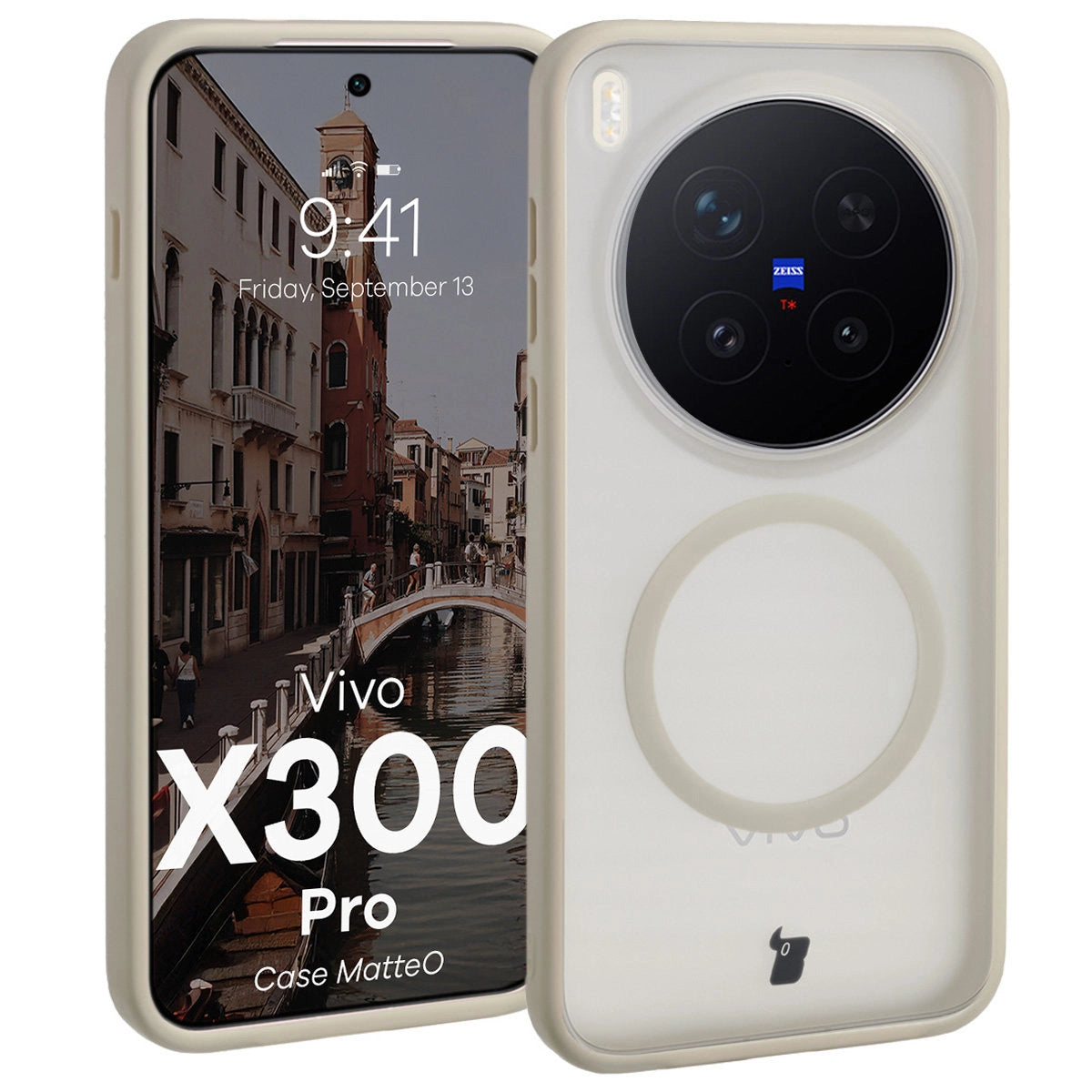 Handyhülle mit Magnetring für Vivo X300 Pro, Bizon Case MatteO, Getönt-Beige