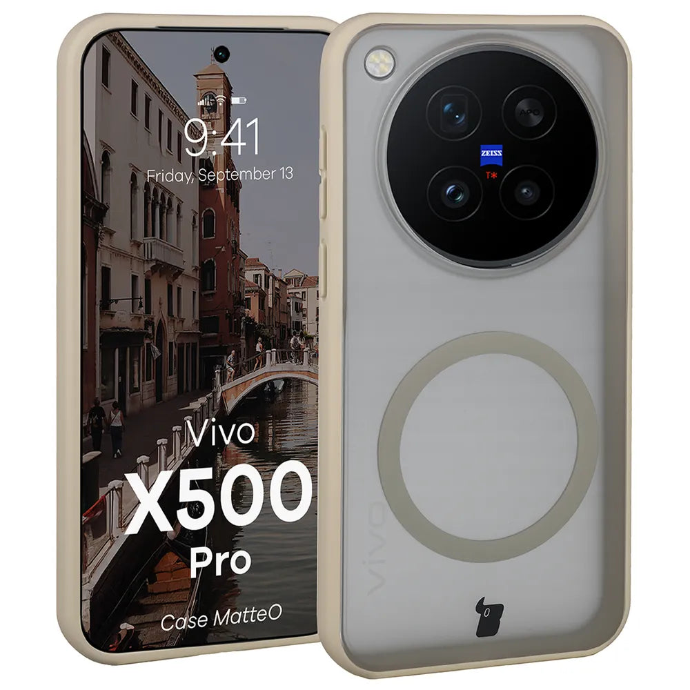 Handyhülle mit Magnetring für Vivo X500 Pro, Bizon Case MatteO, Getönt-Beige (1/7)