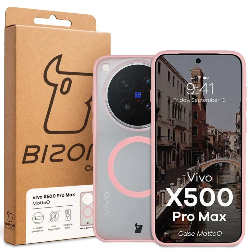Handyhülle mit Magnetring für Vivo X500 Pro Max, Bizon Case MatteO, Getönt-Hellrosa (7/7)