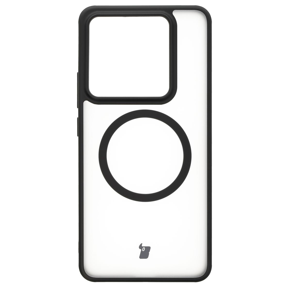 Handyhülle mit Magnetring für Xiaomi 14T Pro, Bizon Case MatteO, Semitransparent mit schwarzem Rand