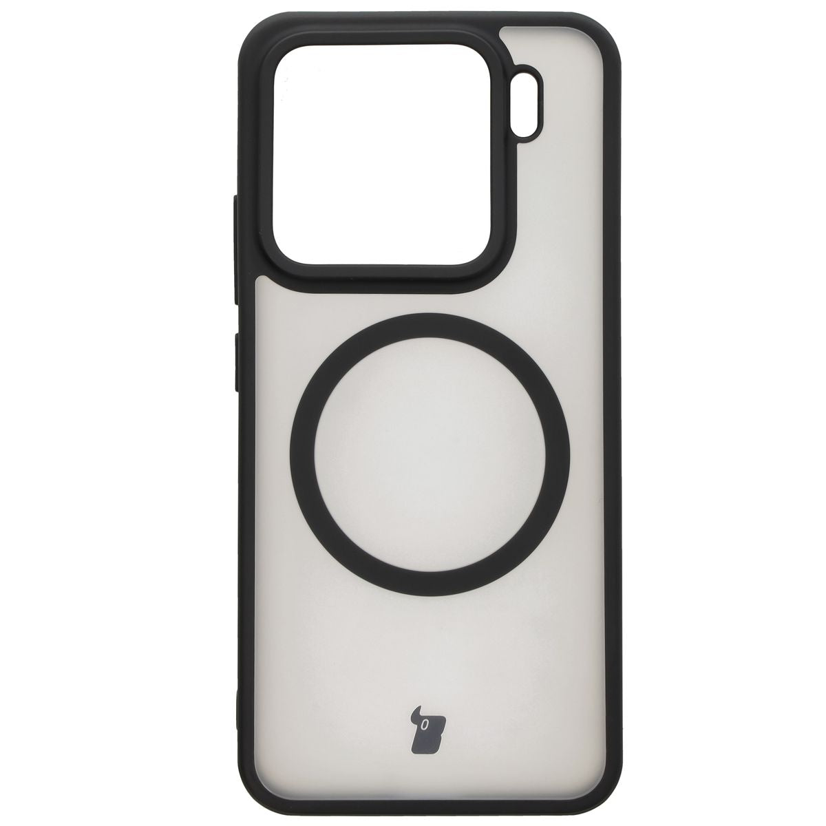 Handyhülle mit Magnetring für Xiaomi 15, Bizon Case MatteO, Semitransparent mit schwarzem Rand
