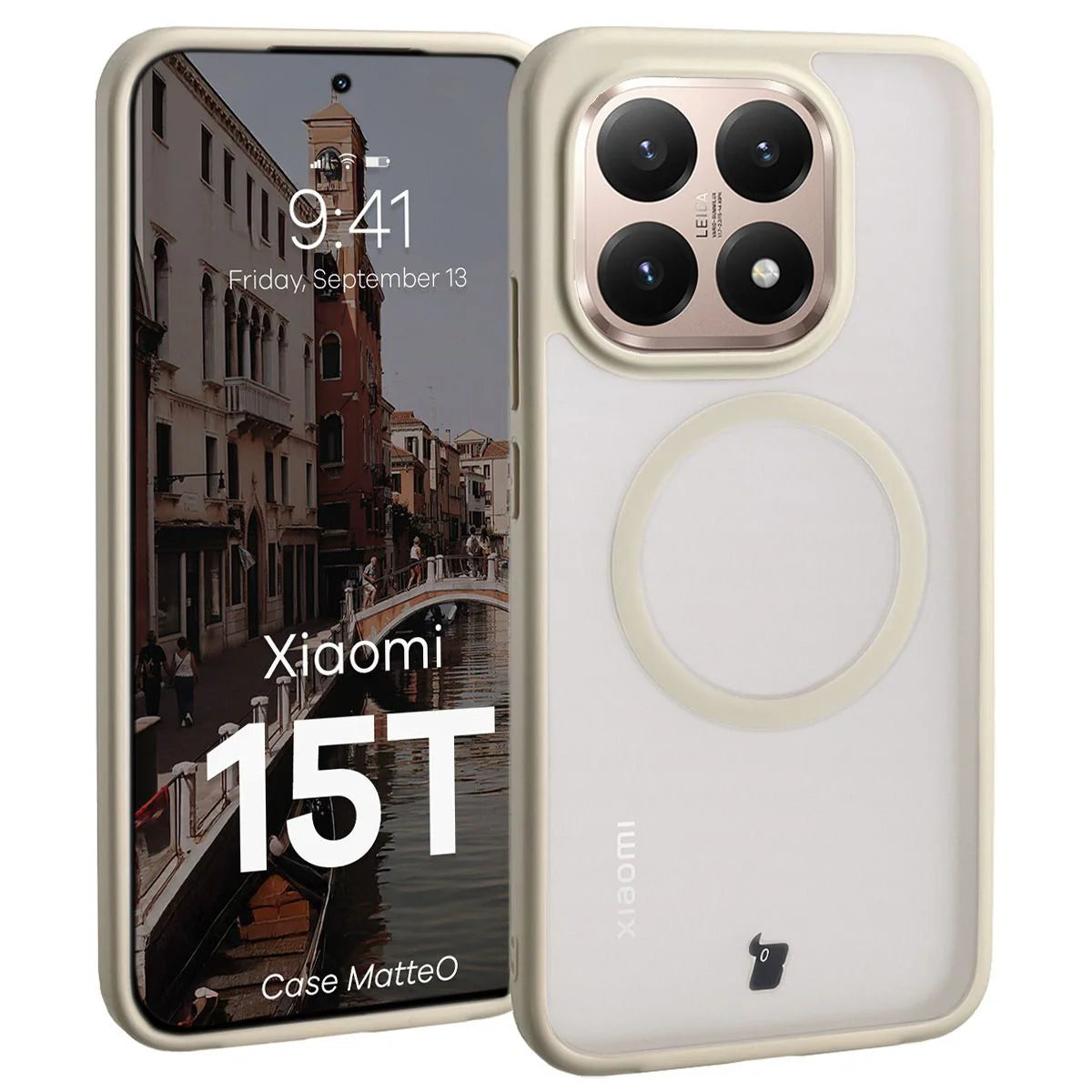 Handyhülle mit Magnetring für Xiaomi 15T, Bizon Case MatteO, Getönt-Beige