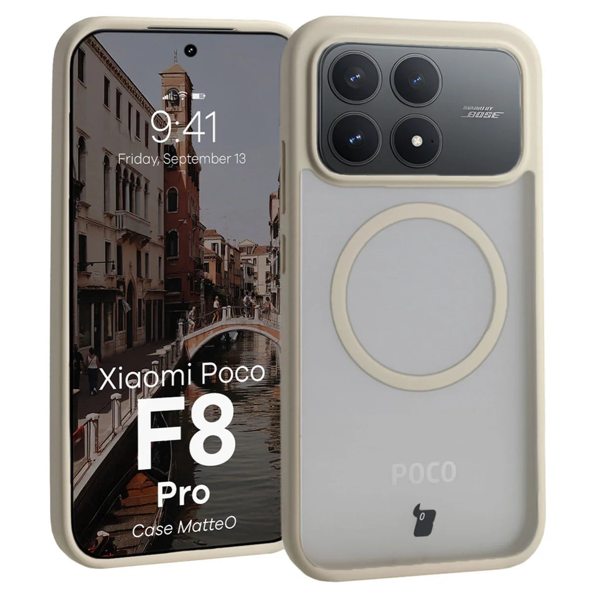 Handyhülle mit Magnetring für Xiaomi POCO F8 Pro, Bizon Case MatteO, Getönt-Beige
