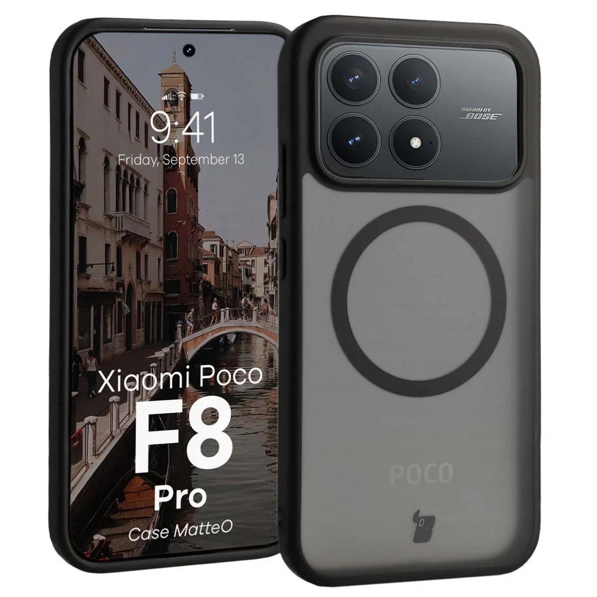 Handyhülle mit Magnetring für Xiaomi POCO F8 Pro, Bizon Case MatteO, Getönt-Schwarz