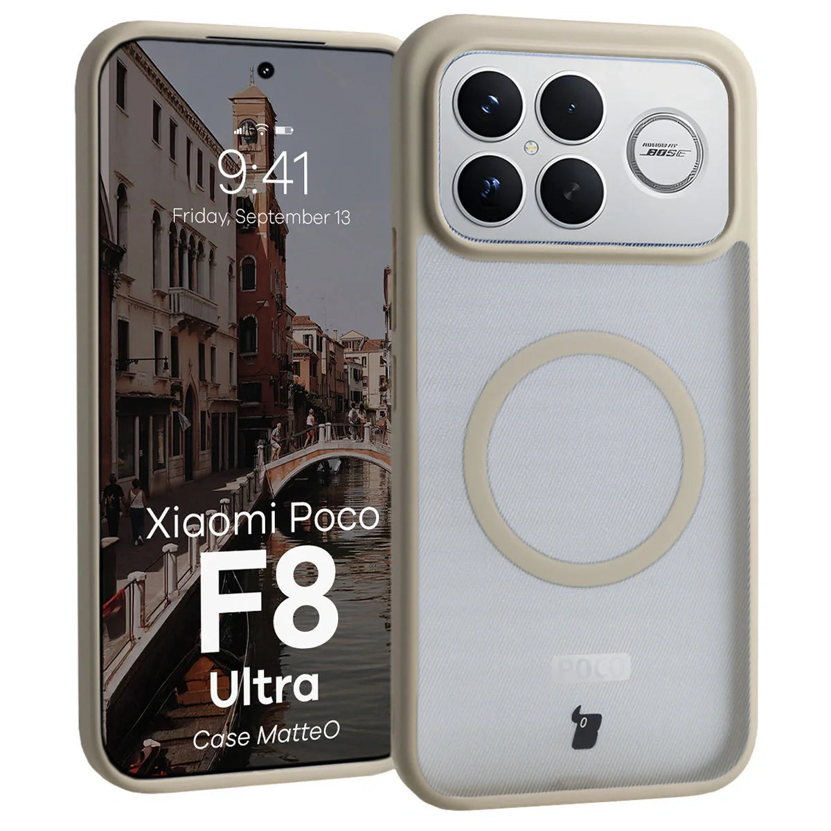 Handyhülle mit Magnetring für Xiaomi POCO F8 Ultra, Bizon Case MatteO, Getönt-Beige