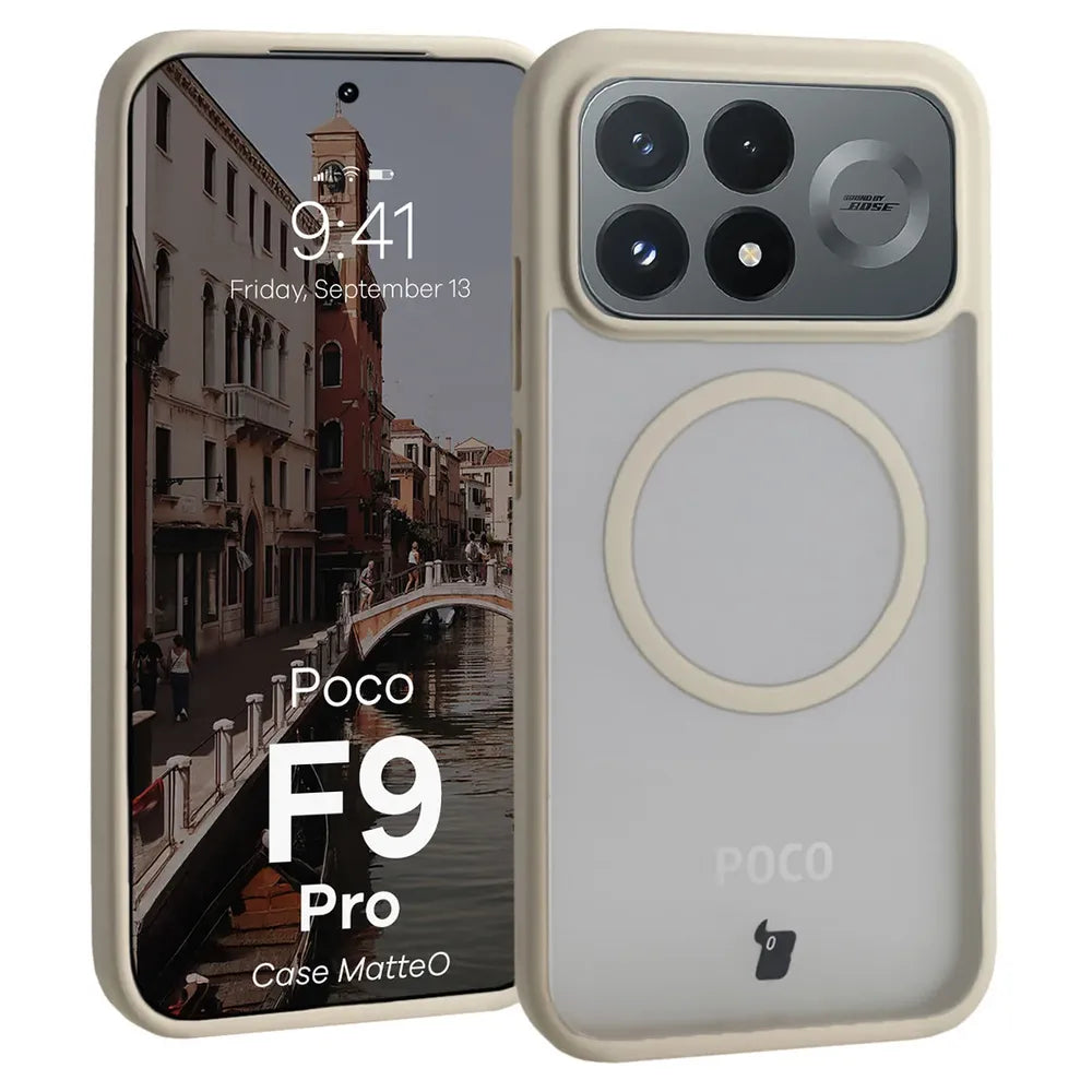 Handyhülle mit Magnetring für Xiaomi POCO F9 Pro, Bizon Case MatteO, Getönt-Beige (1/7)