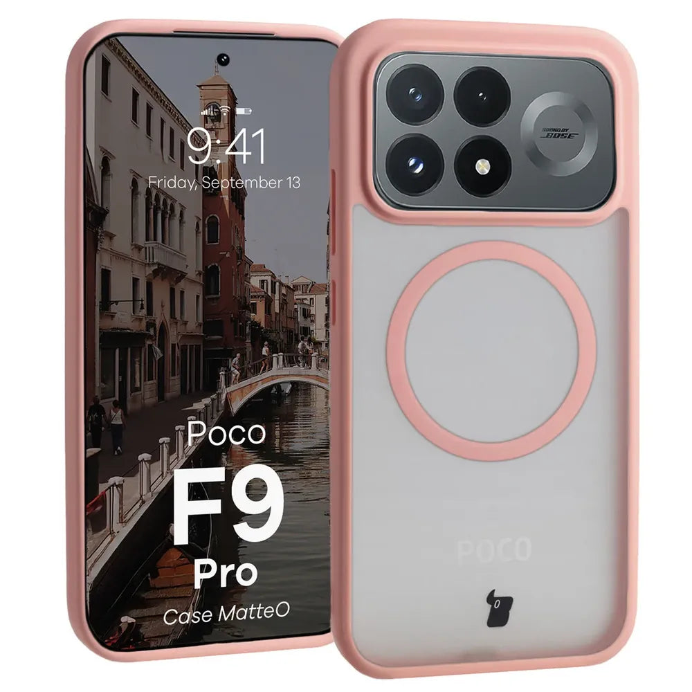 Handyhülle mit Magnetring für Xiaomi POCO F9 Pro, Bizon Case MatteO, Getönt-Hellrosa (1/7)