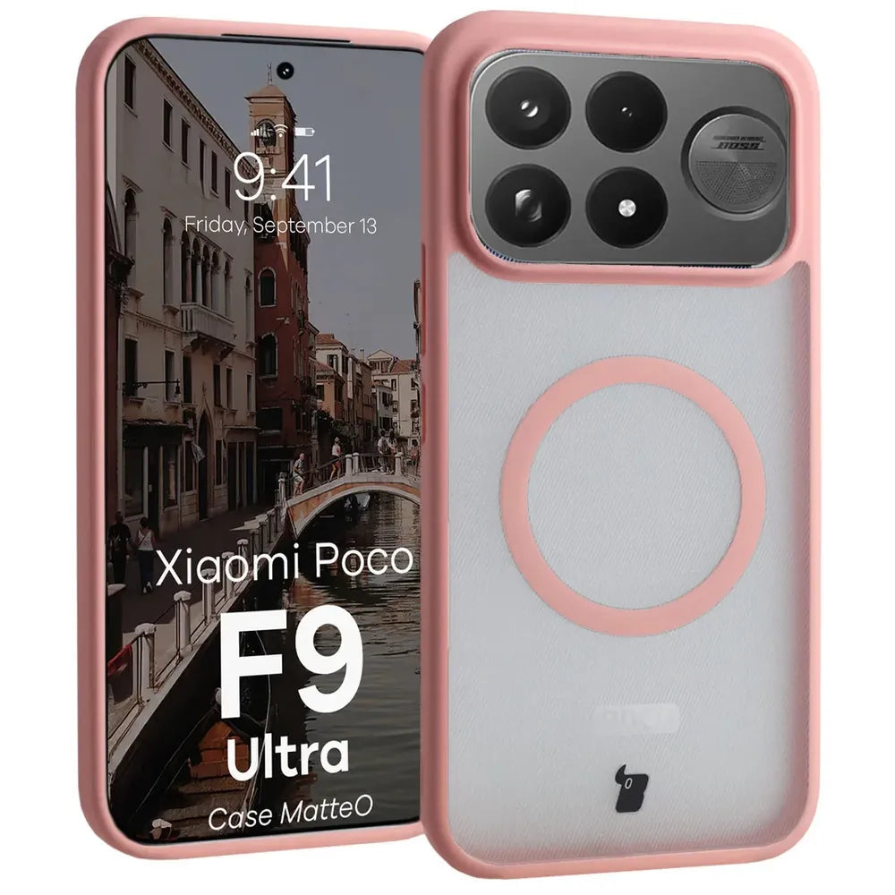 Handyhülle mit Magnetring für Xiaomi POCO F9 Ultra, Bizon Case MatteO, Getönt-Hellrosa (1/7)
