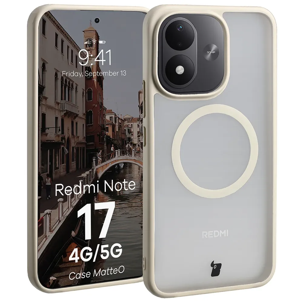 Handyhülle mit Magnetring für Xiaomi Redmi Note 17 4G/5G, Bizon Case MatteO, Getönt-Beige (1/7)