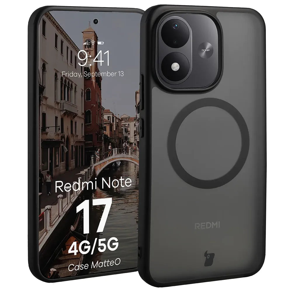 Handyhülle mit Magnetring für Xiaomi Redmi Note 17 4G/5G, Bizon Case MatteO, Getönt-Schwarz (1/7)
