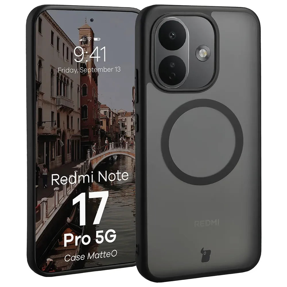 Handyhülle mit Magnetring für Xiaomi Redmi Note 17 Pro 5G, Bizon Case MatteO, Getönt-Schwarz (1/7)