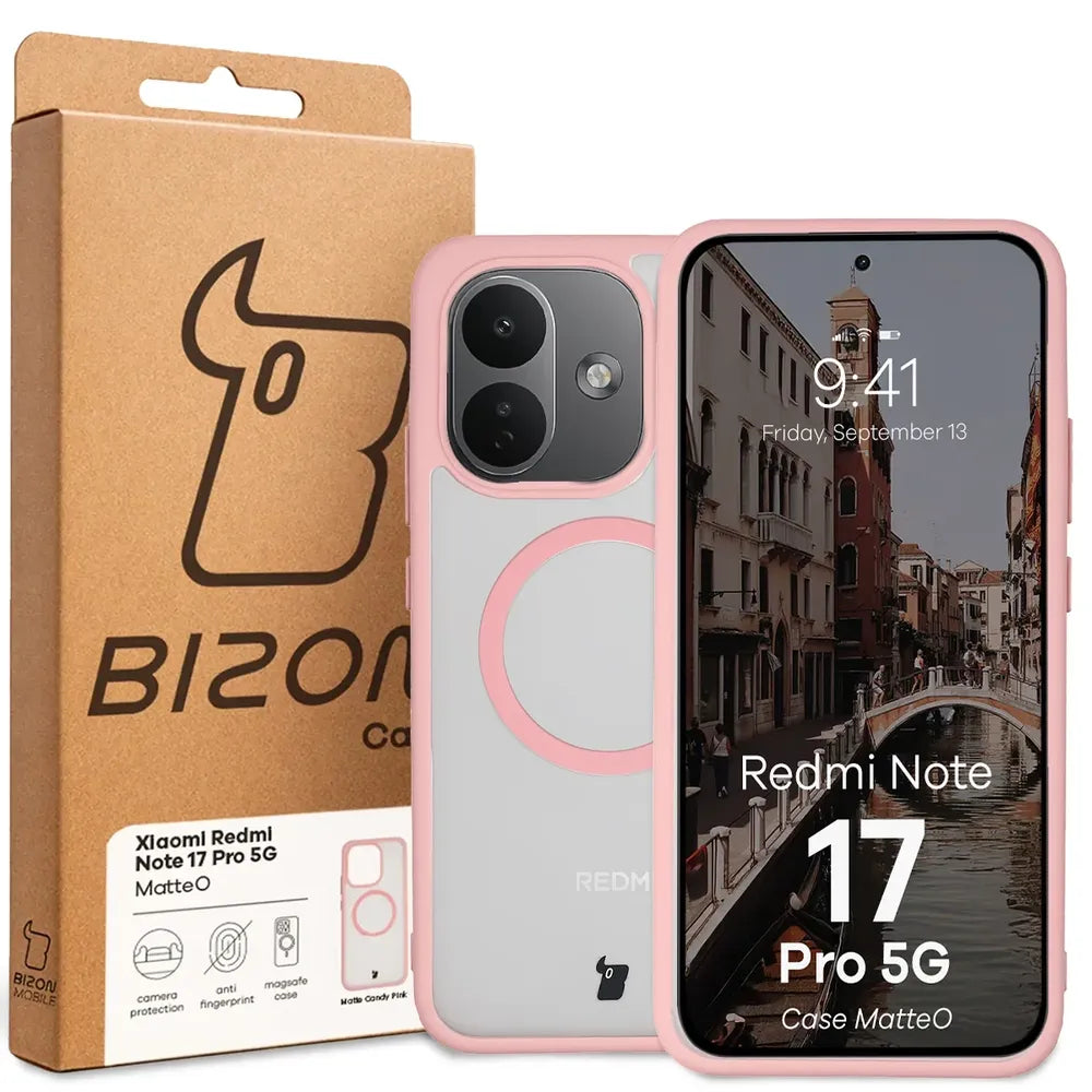 Handyhülle mit Magnetring für Xiaomi Redmi Note 17 Pro 5G, Bizon Case MatteO, Getönt-Hellrosa (7/7)