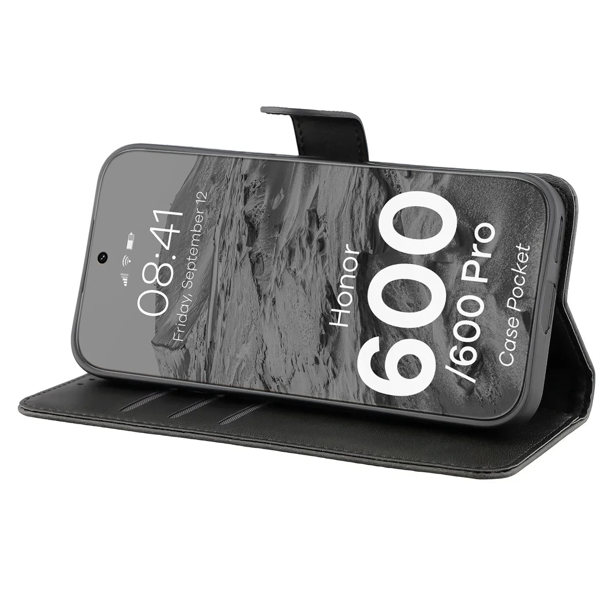 Handyhülle mit Klappe für Honor 600 5G / 600 Pro 5G, Bizon Case Pocket, Schwarz