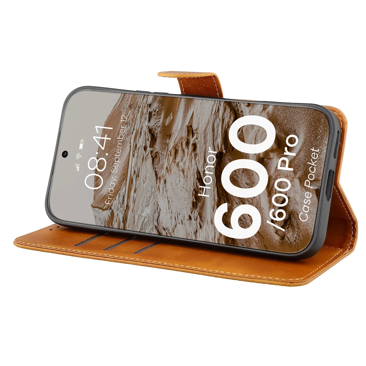 Handyhülle mit Klappe für Honor 600 5G / 600 Pro 5G, Bizon Case Pocket, Braun