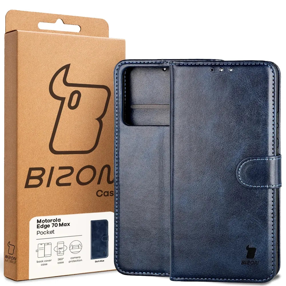 Handyhülle mit Klappe für Motorola Edge 70 Max, Bizon Case Pocket, Dunkelblau (6/6)