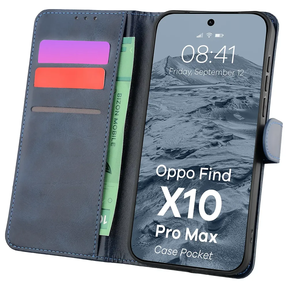 Handyhülle mit Klappe für OPPO Find X10 Pro Max, Bizon Case Pocket, Dunkelblau (1/6)