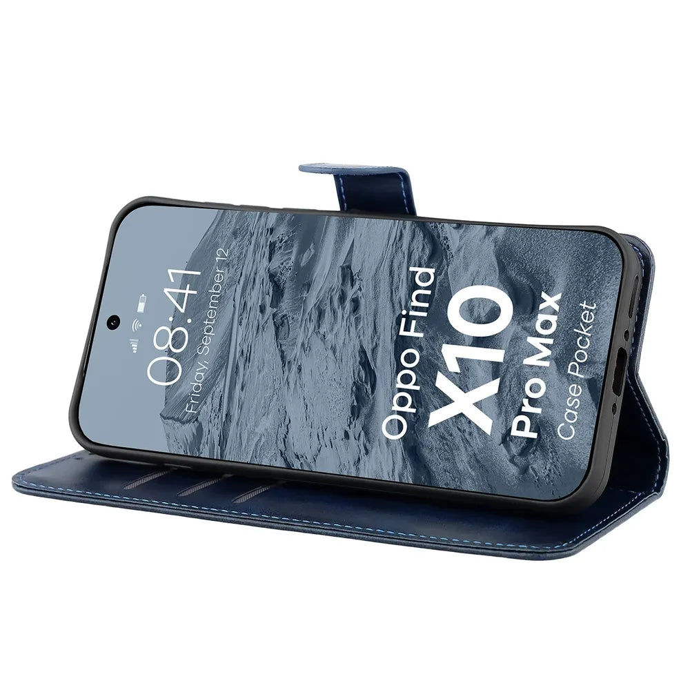Handyhülle mit Klappe für OPPO Find X10 Pro Max, Bizon Case Pocket, Dunkelblau (5/6)