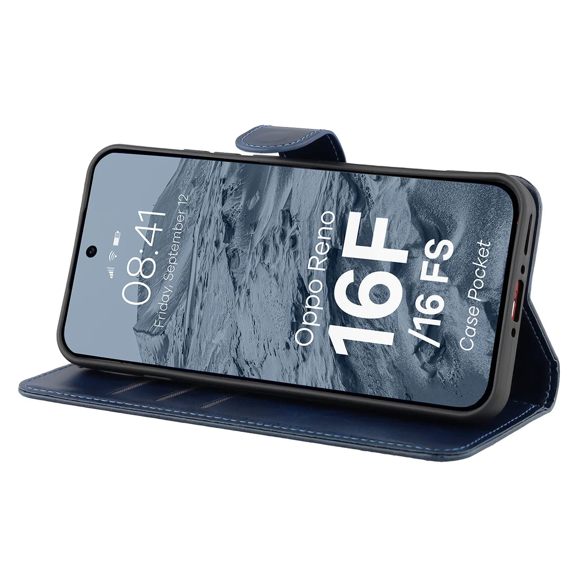 Handyhülle mit Klappe für Oppo Reno16 F / Reno16 FS 5G, Bizon Case Pocket, Dunkelblau