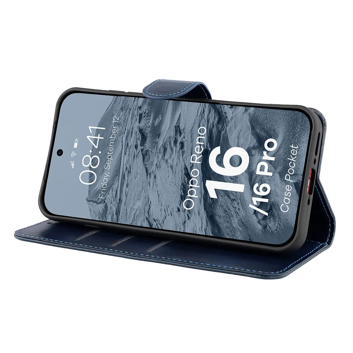 Handyhülle mit Klappe für Oppo Reno16 / Reno16 Pro 5G, Bizon Case Pocket, Dunkelblau