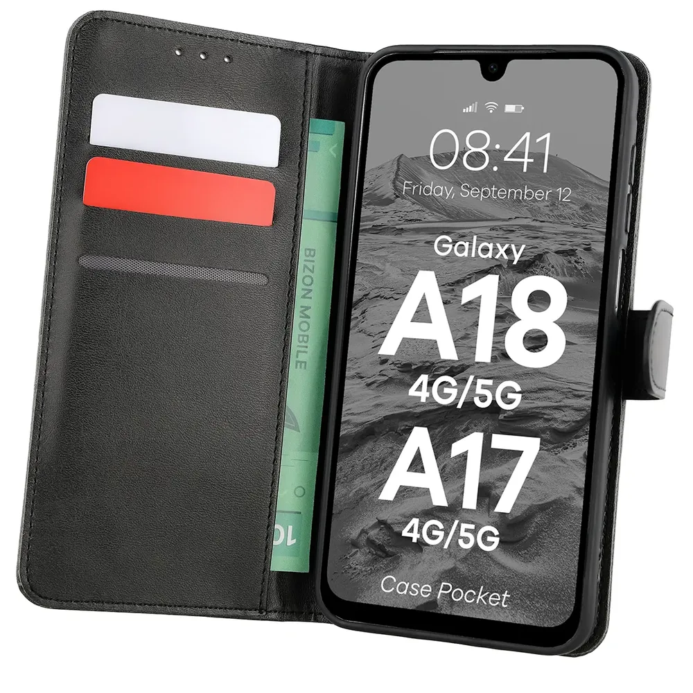 Handyhülle mit Klappe für Galaxy A18 / A17, Bizon Case Pocket, Schwarz (1/6)