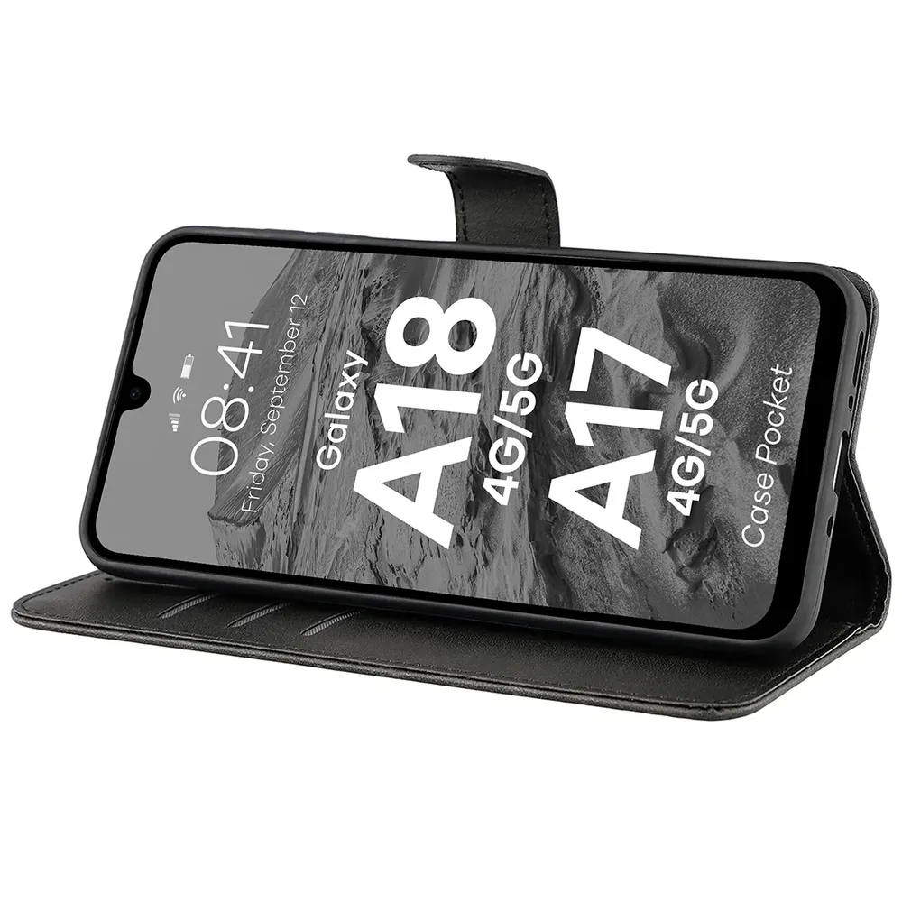 Handyhülle mit Klappe für Galaxy A18 / A17, Bizon Case Pocket, Schwarz (5/6)